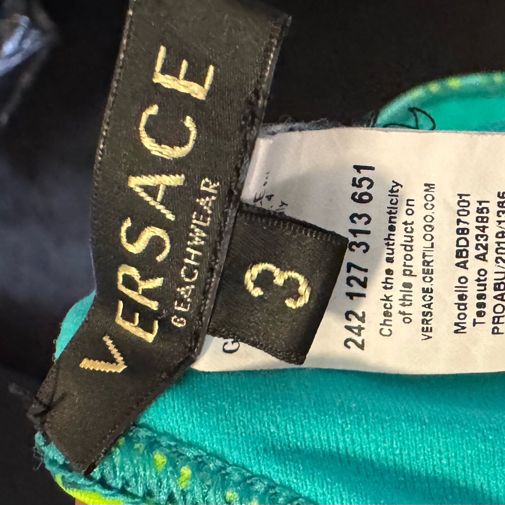 Versace Green and Blue One Piece Asymmetrical Swimsuit - Picture 3 of 9